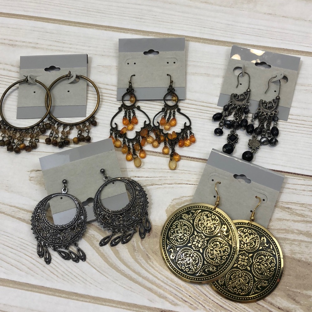 Five Pair boho style earrings